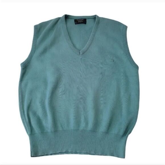 Vintage Christian Dior Sleeveless Knit Logo Sweater Vest in Sage Green Size L - Picture 1 of 10